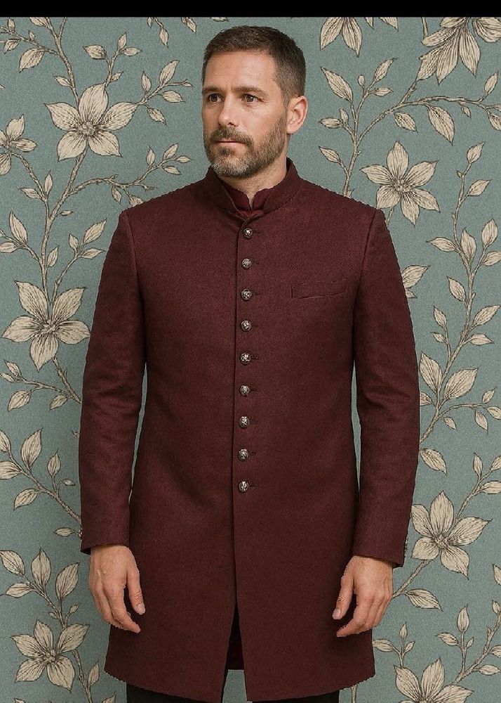 Men Marron Indo Western Sherwani Set