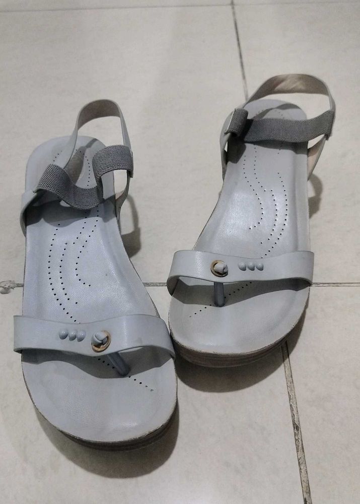 Gray Thong Strap Sandals