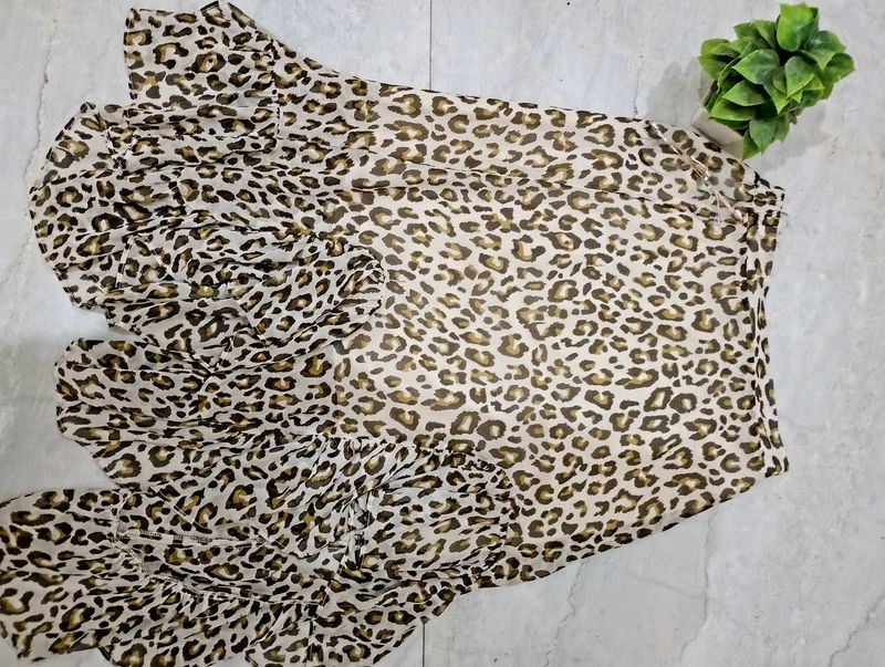 Leopard Print Ruffle Skirt