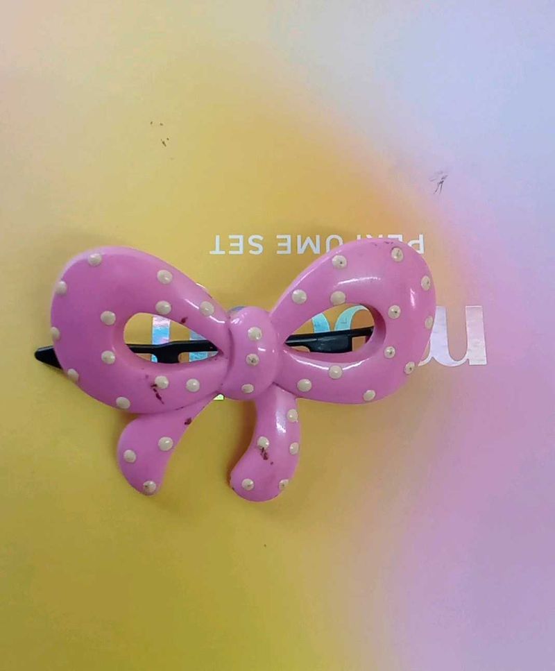 Pink Polka Dot Hair Clip