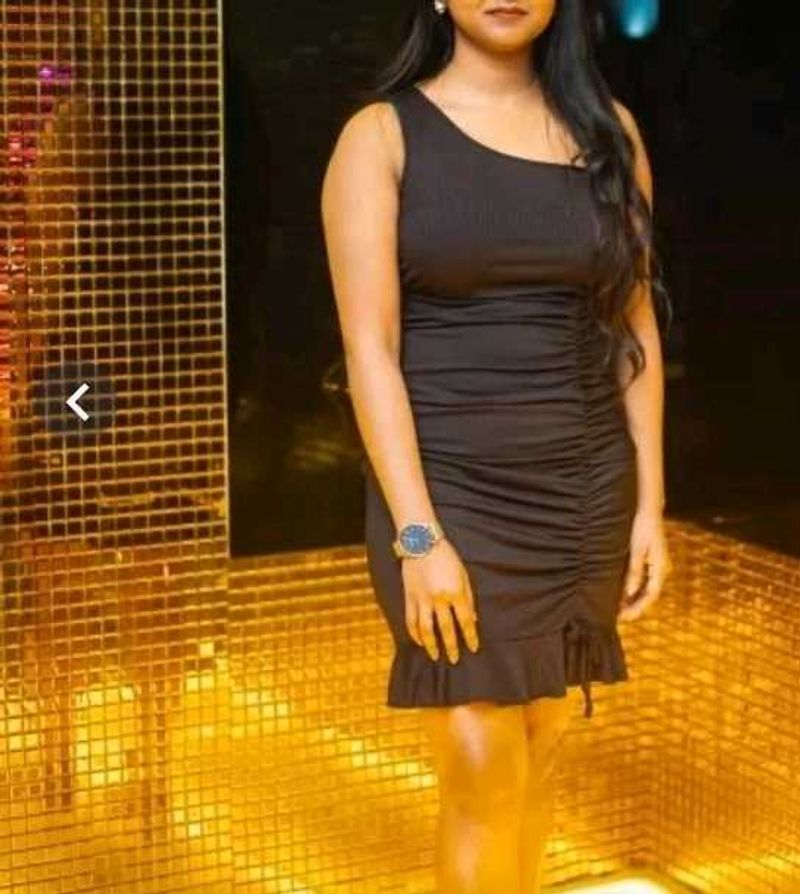 Asymmetrical Shoulder Black Dress