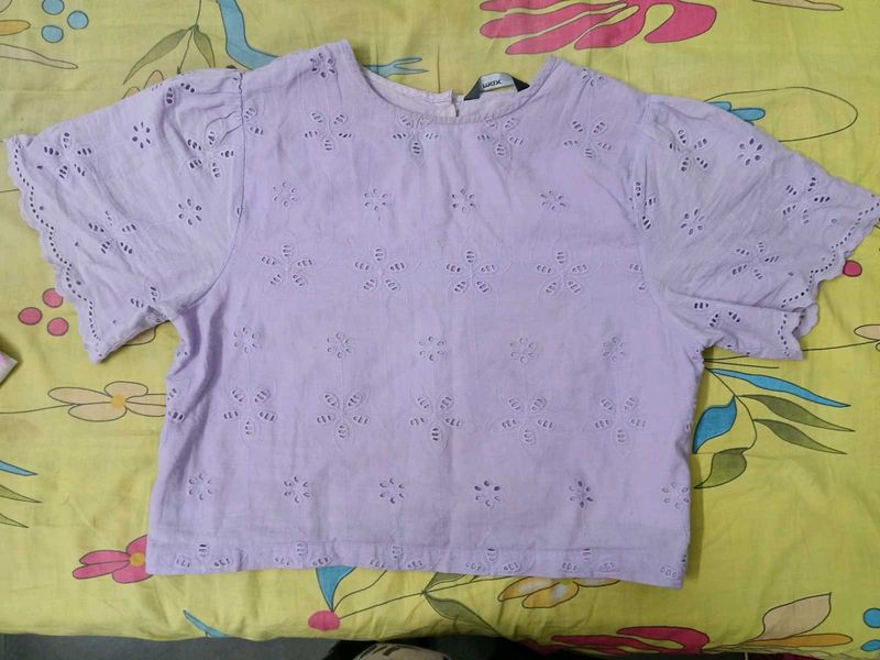 Lilac Eyelet Top