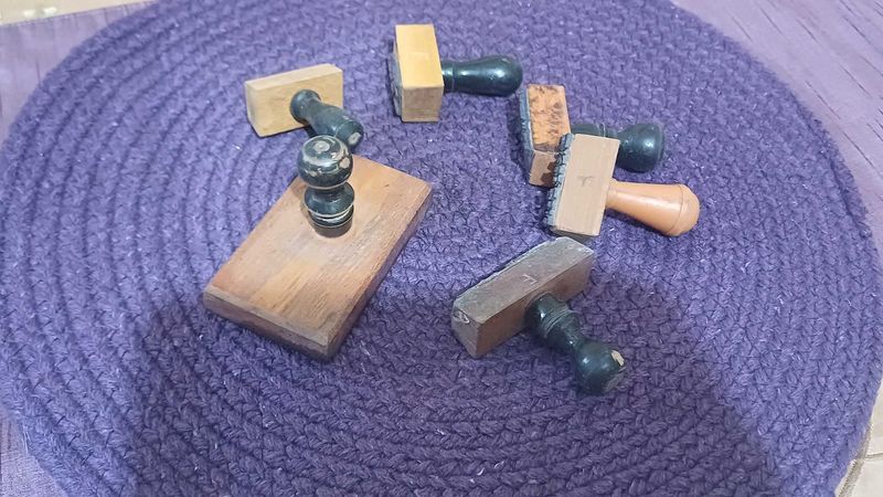 Vintage Wooden Hand Stamp Set