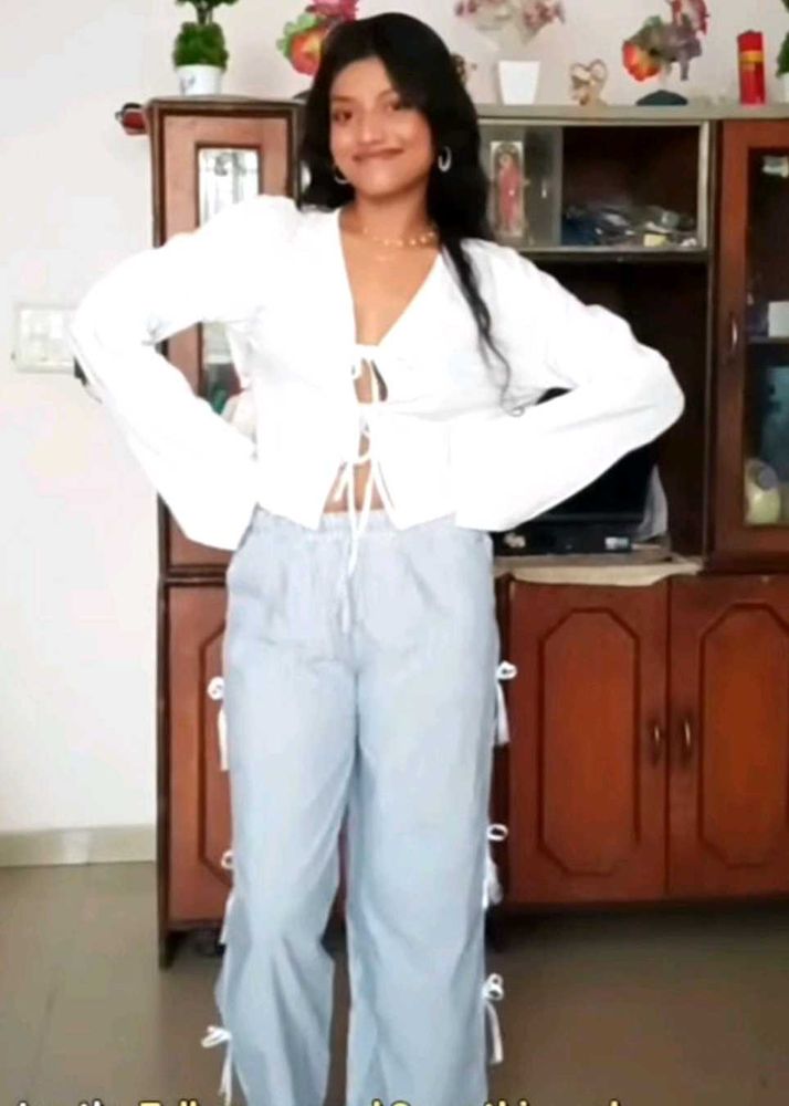 Blue Pinterest Bow Trouser