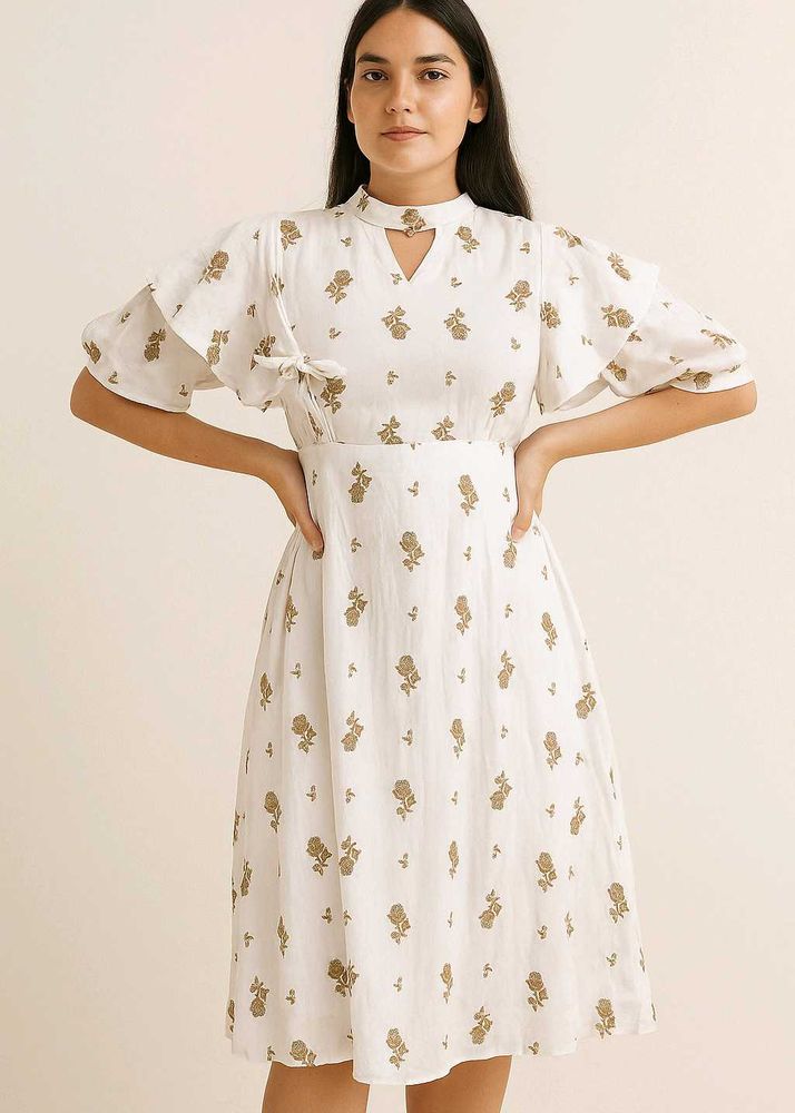 Women Midi White Dress Party Wear