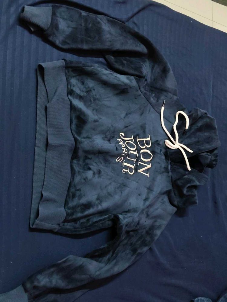 Blue &#39;Bon Jour Paris&#39; Hoodie