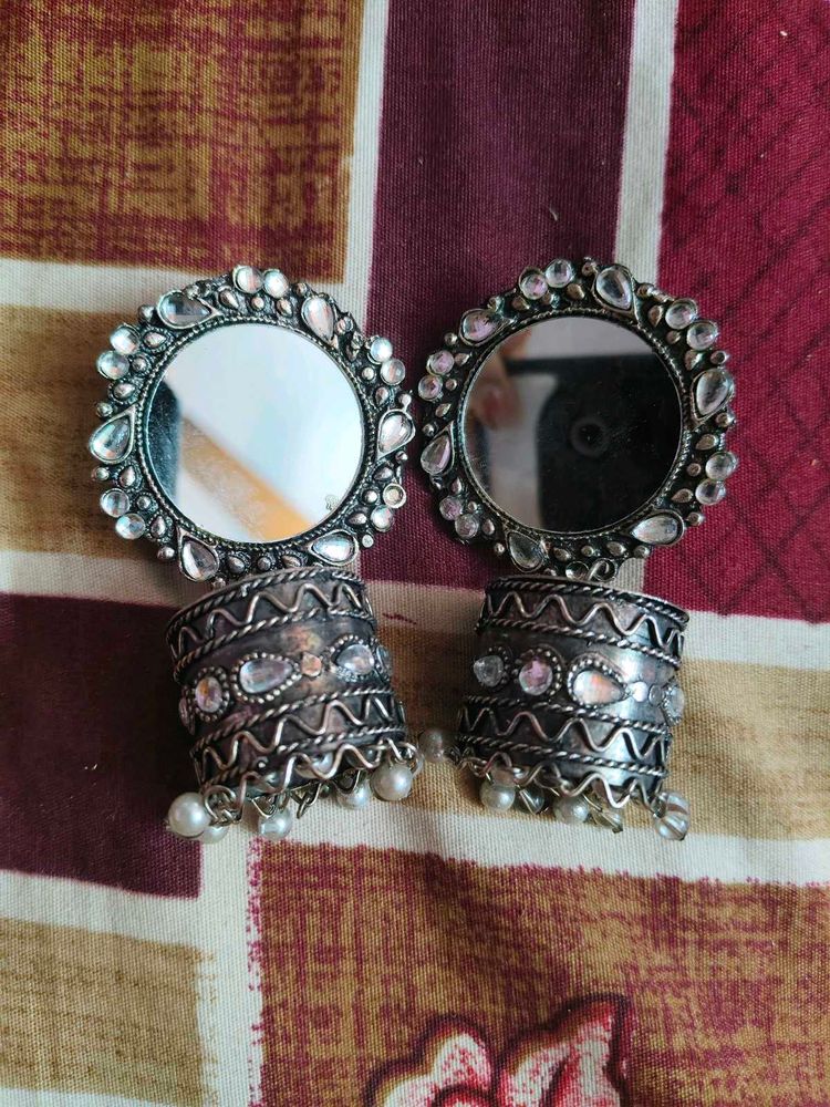 Mirror Jhumka Earrings