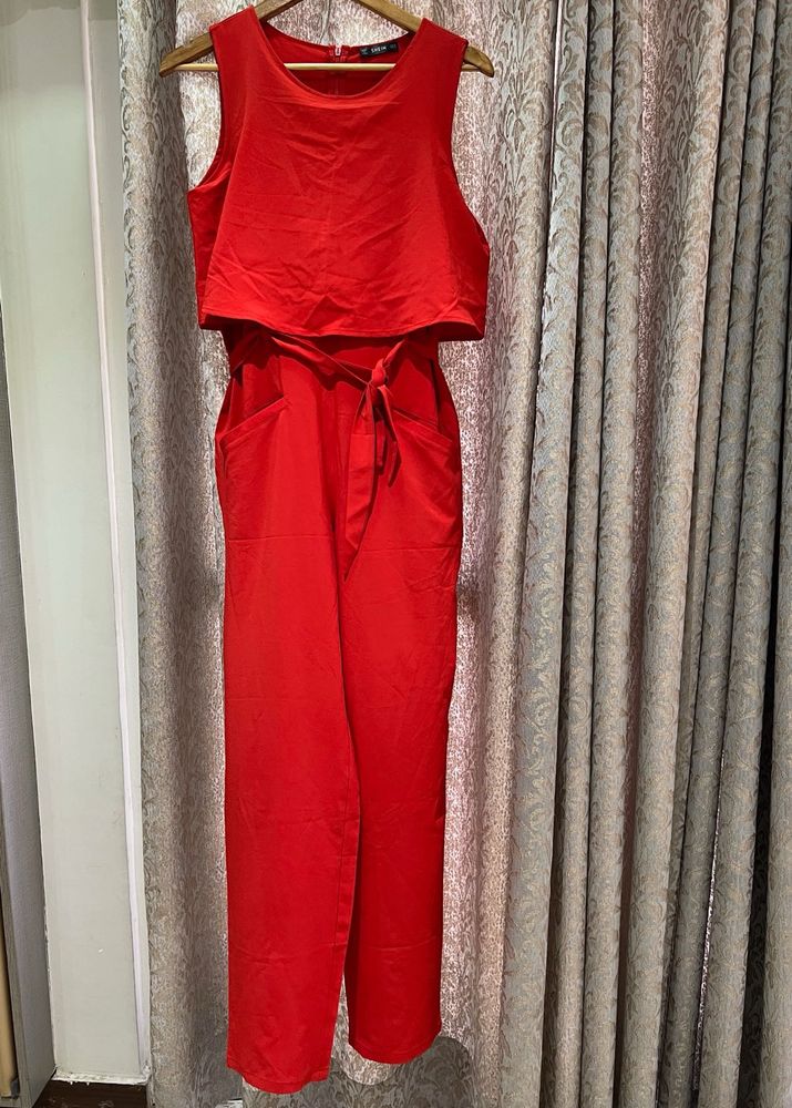 Solid Red Jumpsuit