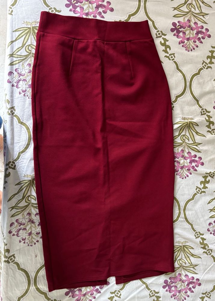 Burgundy Pencil Skirt