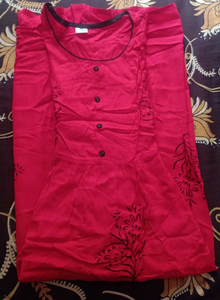 Red Floral Kurta