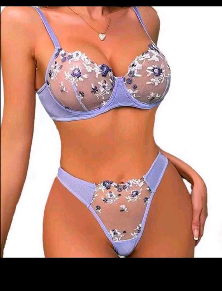 Floral Lace Embroidery Lingerie Set