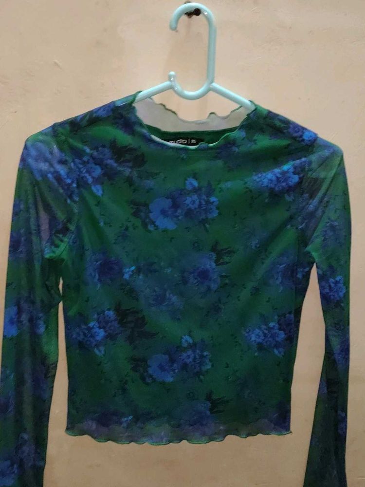 ASOS Design Mesh Floral Top