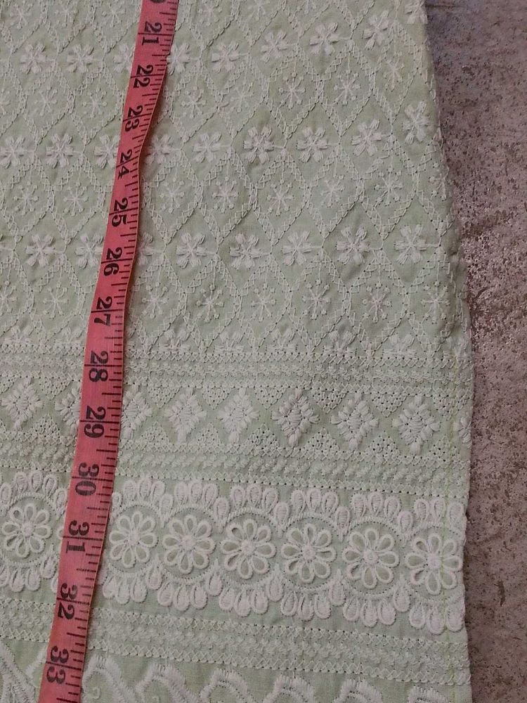 Mint Green Chikan Kari Fabric