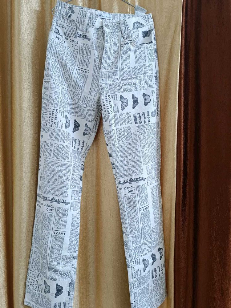 jeans Zara Newspaper Print