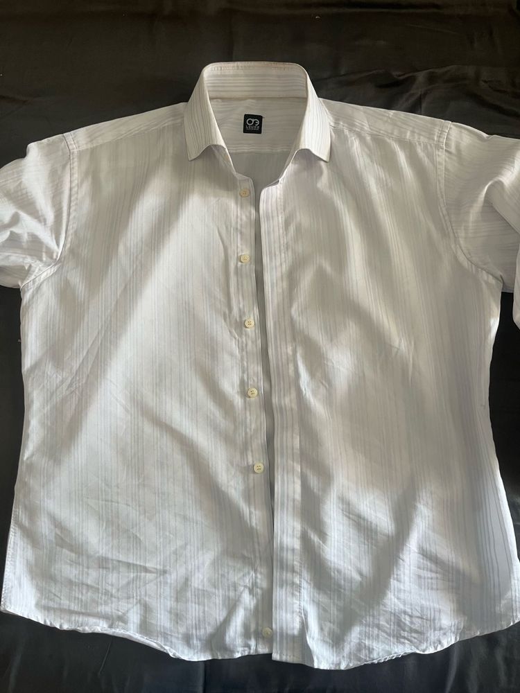 Louice Custom Made White Striped Formal Shirt .