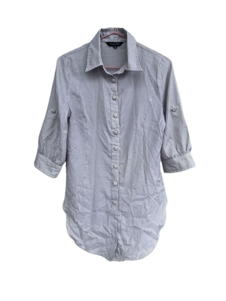 Slim-fit button up cotton shirt with stripe