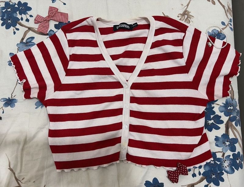 Striped Cropped Cardigan