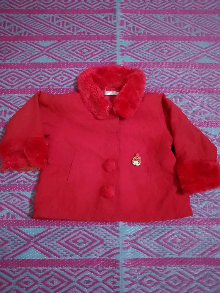 Cute Red Fur Collar Jacket