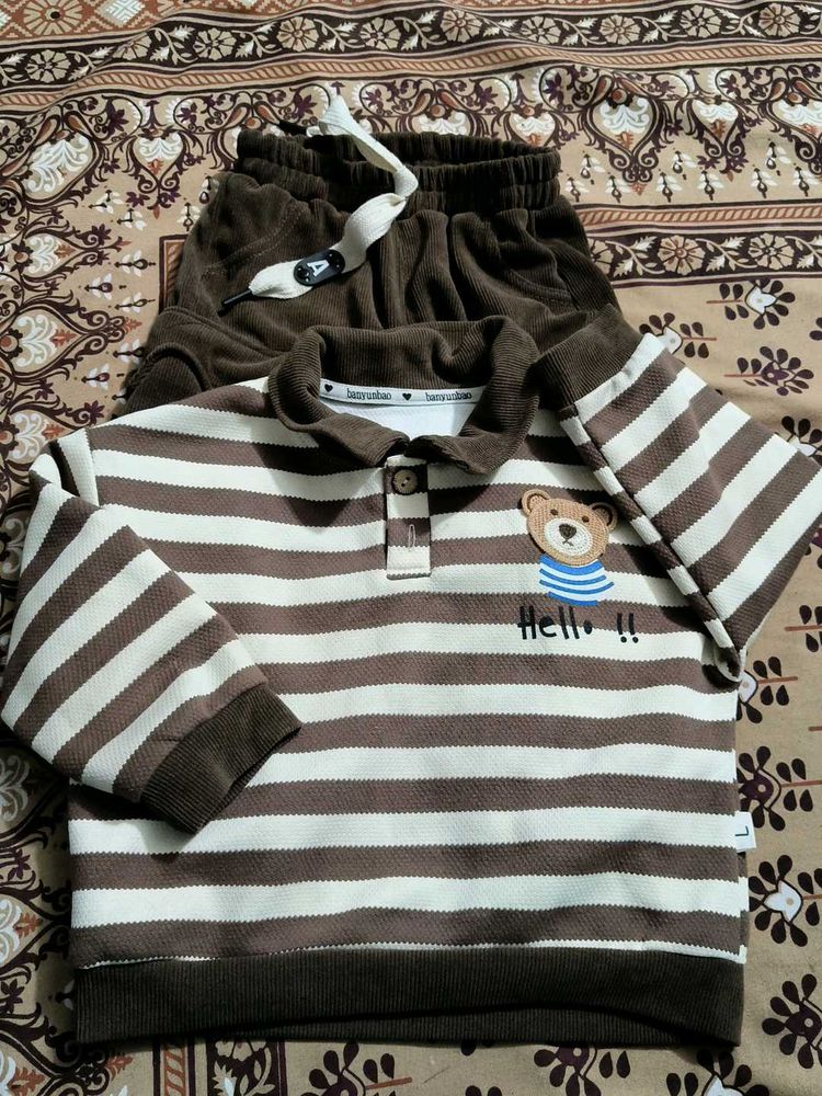 Cute Brown Striped Baby Outfit