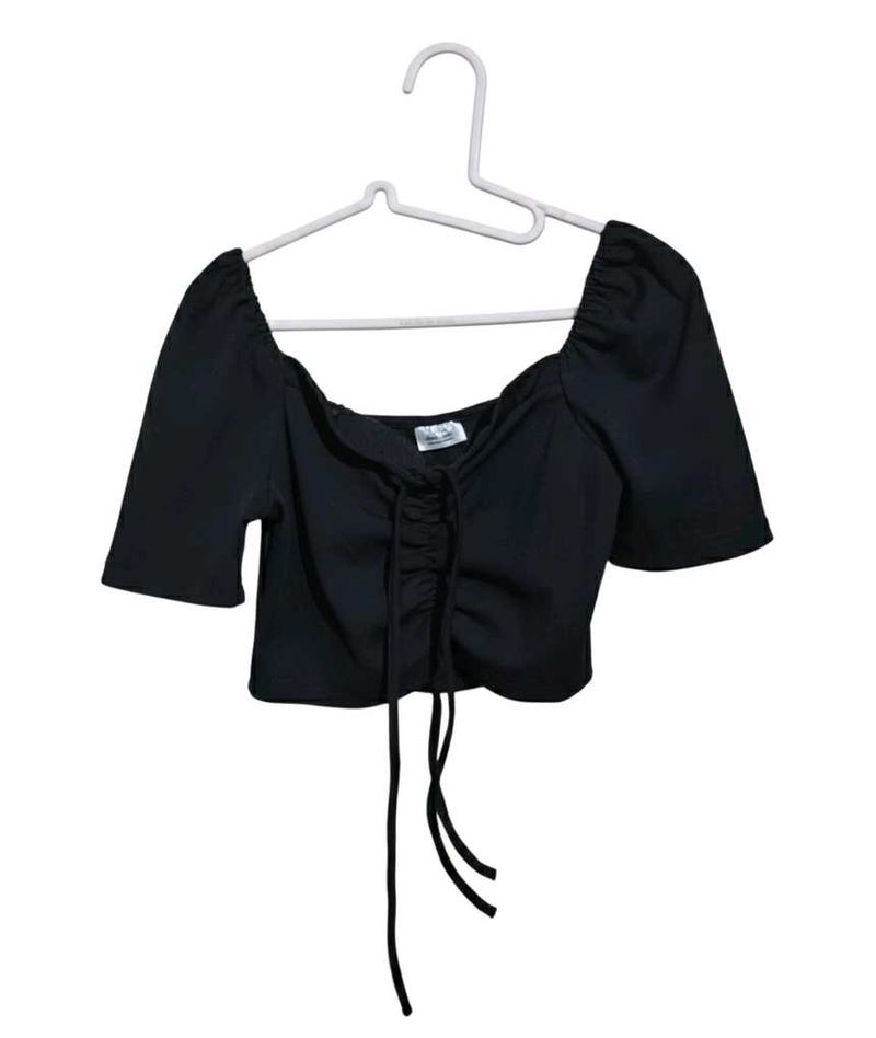 Little box Black Ruched Crop Top
