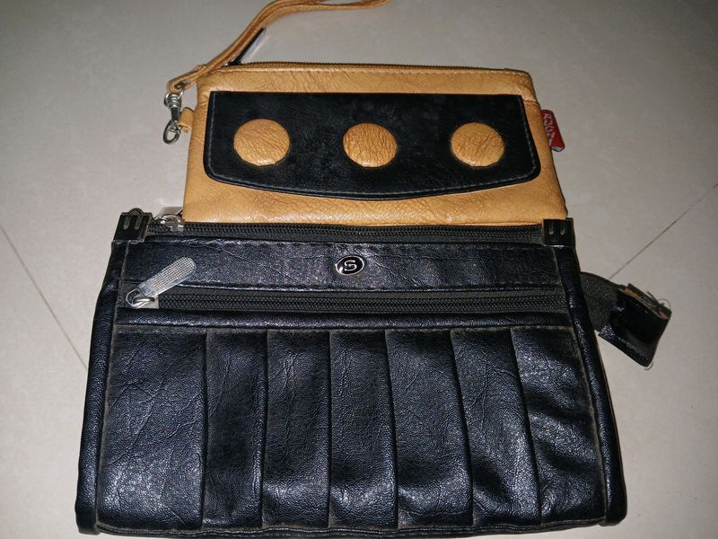 Pair Of Two Wallets Black And Something Yellowish
