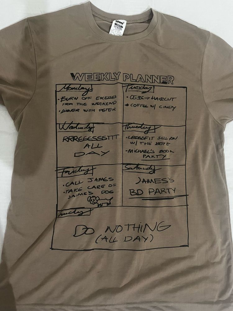 Oversized Funny Weekly Planner Graphic  Tee