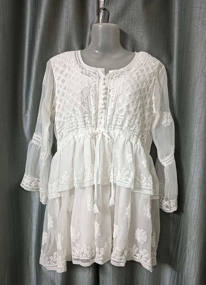 White embroidery Dress/Kurti ✨