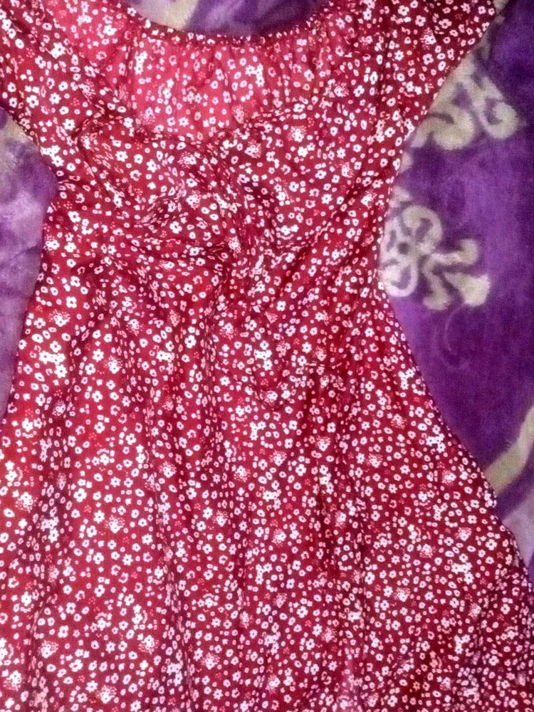 Red Floral Off-the-Shoulder Dress