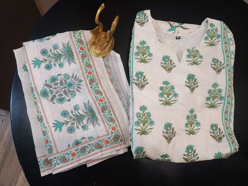 cotton jaipuri print kurta and Dupatta