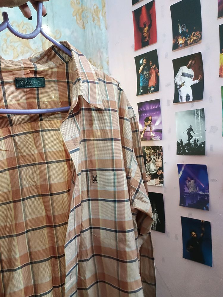 Aesthetic Beige Check Shirt