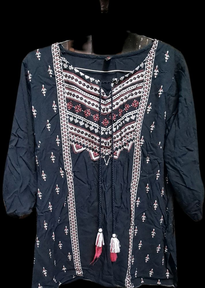 Black Casual Indowestern Top