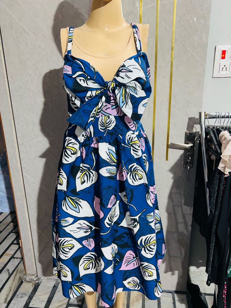 Blue Floral Tie-Front Sundress