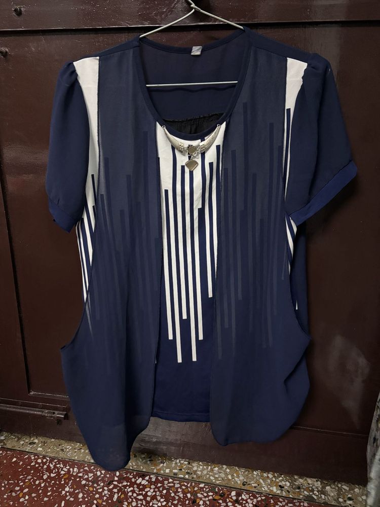 Striped Navy Blue Top