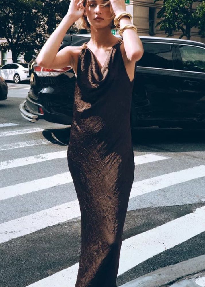 Elegant Bronze Maxi Dress