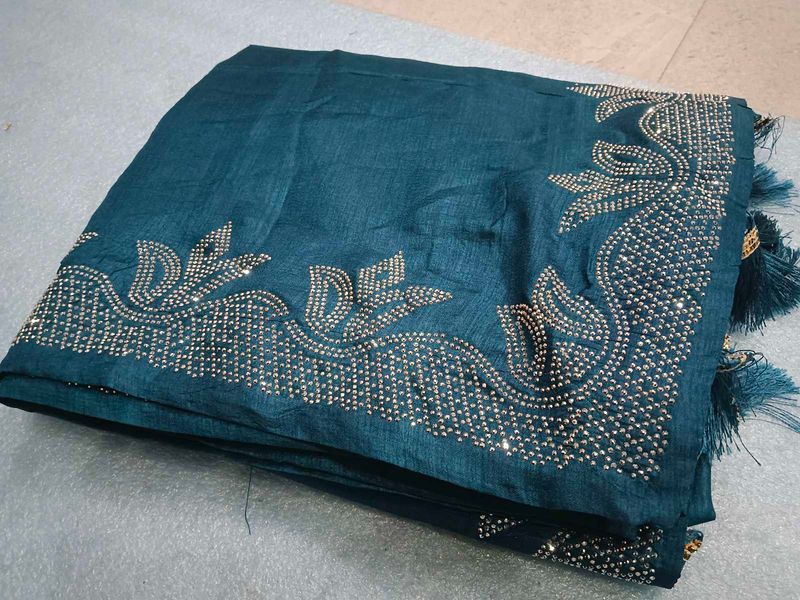 Elegant Teal Embellished Saree