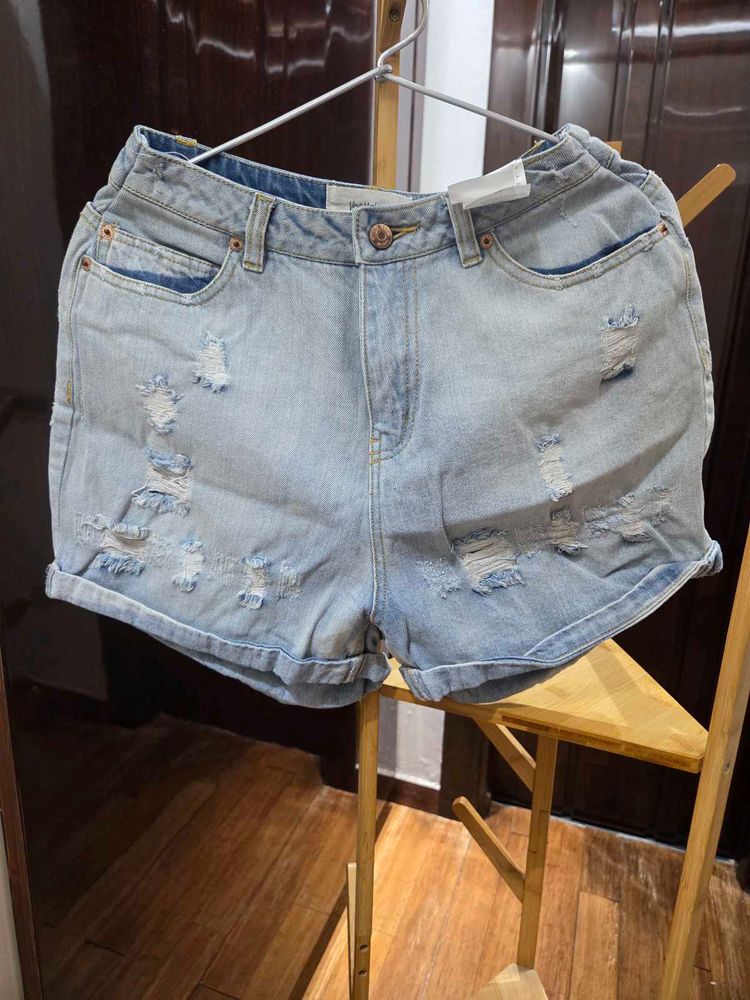 Ripped Denim Shorts