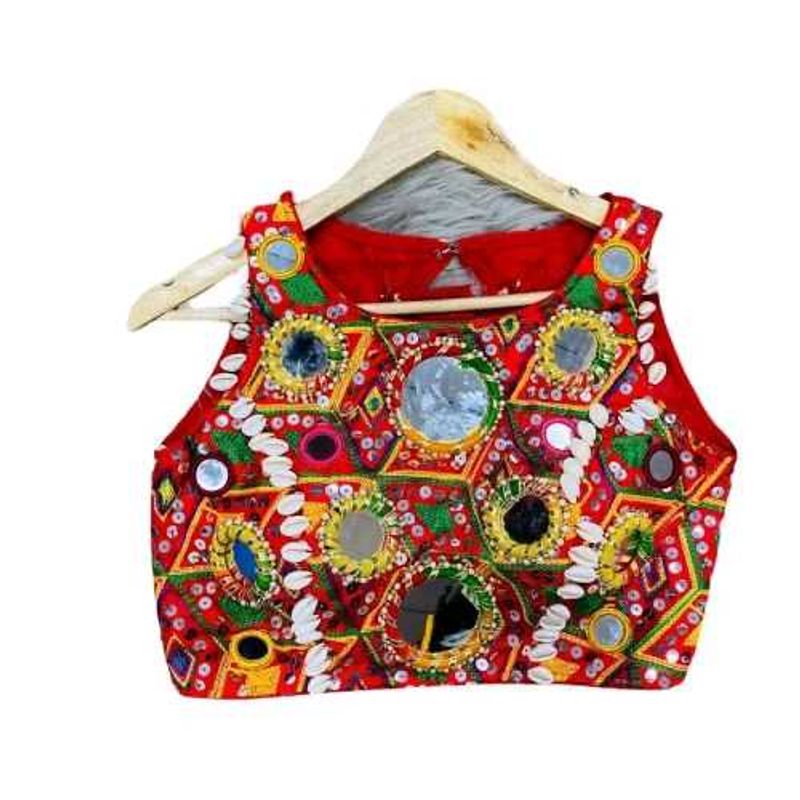 Banjara Mirror Work Blouse With Open Back And Knot