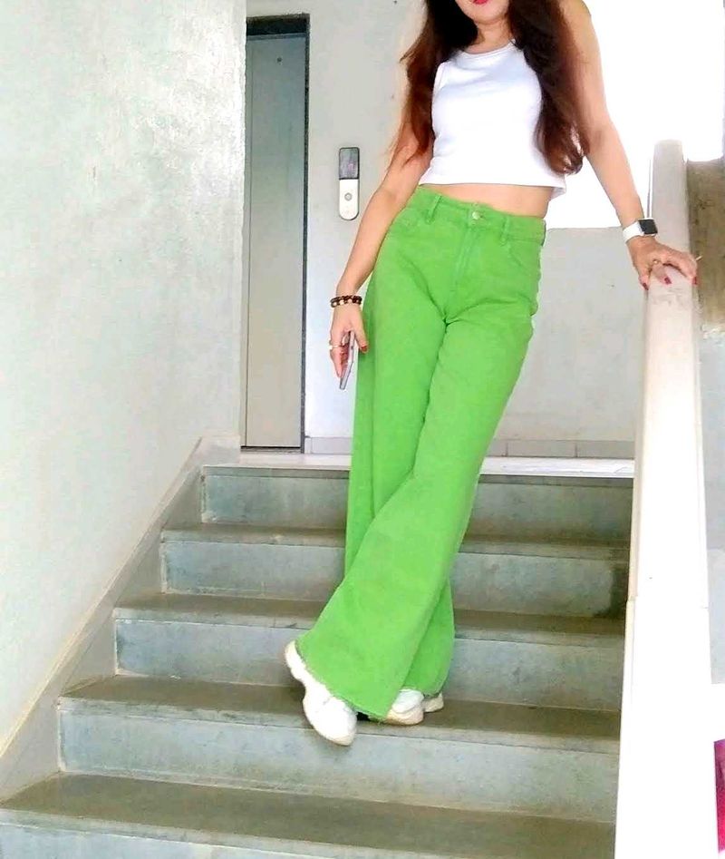 Green Flared Jeans