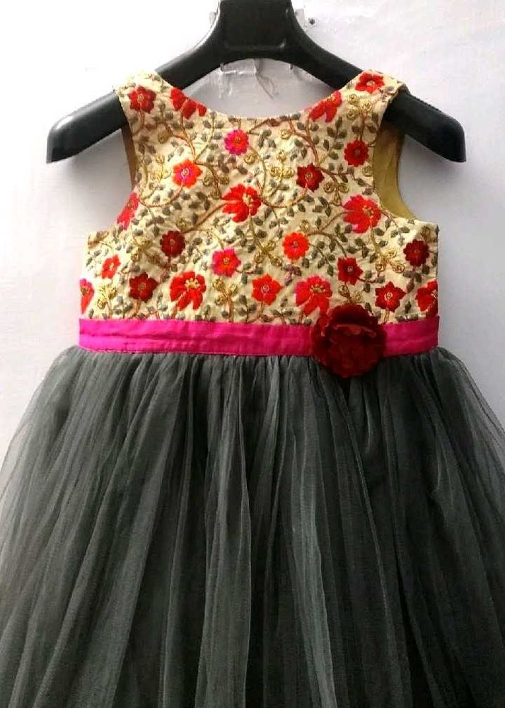 Cute Embroidered Party Dress Flared Balloon Black