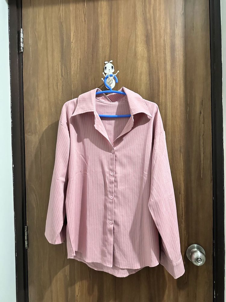 Pink Striped Oversized Shirt