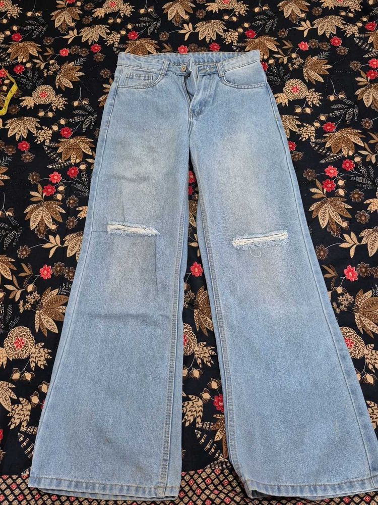 Ripped Wide Leg Jeans