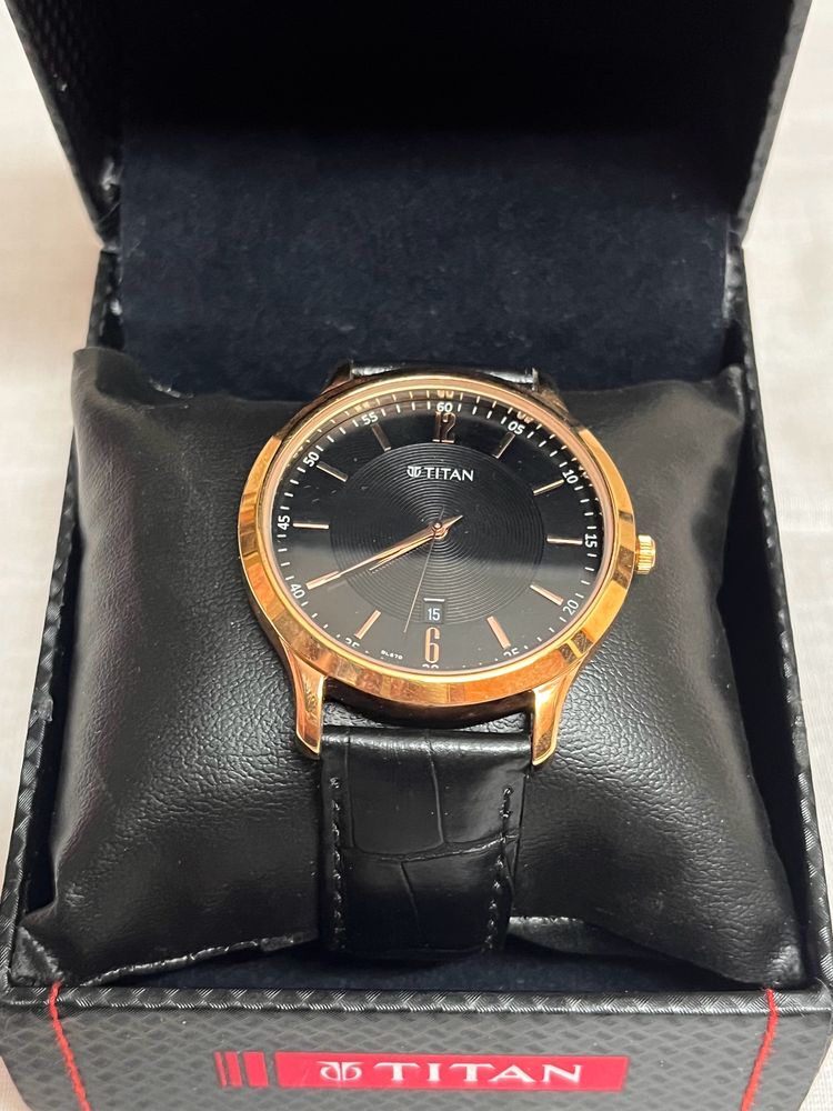 Titan Black Belt Watch For Men