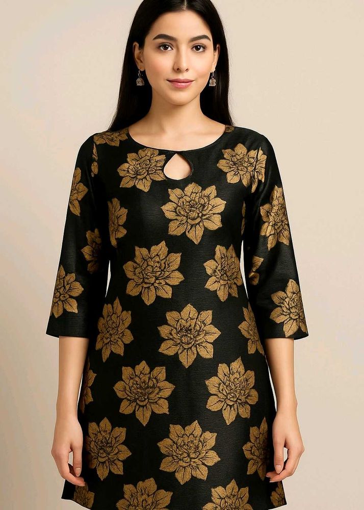 Black And Golden Zariwork Embroided Kurta