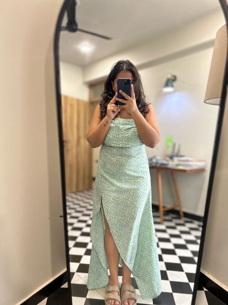 Floral Print Slit Maxi Dress