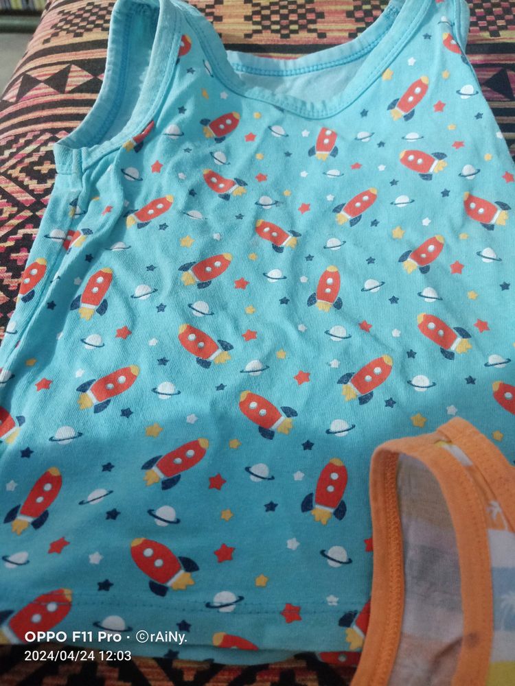 Baby Pure Cotton Banyan And Pant Set
