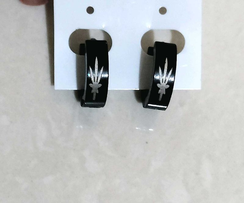 Black Earrings Of Stainless Steel