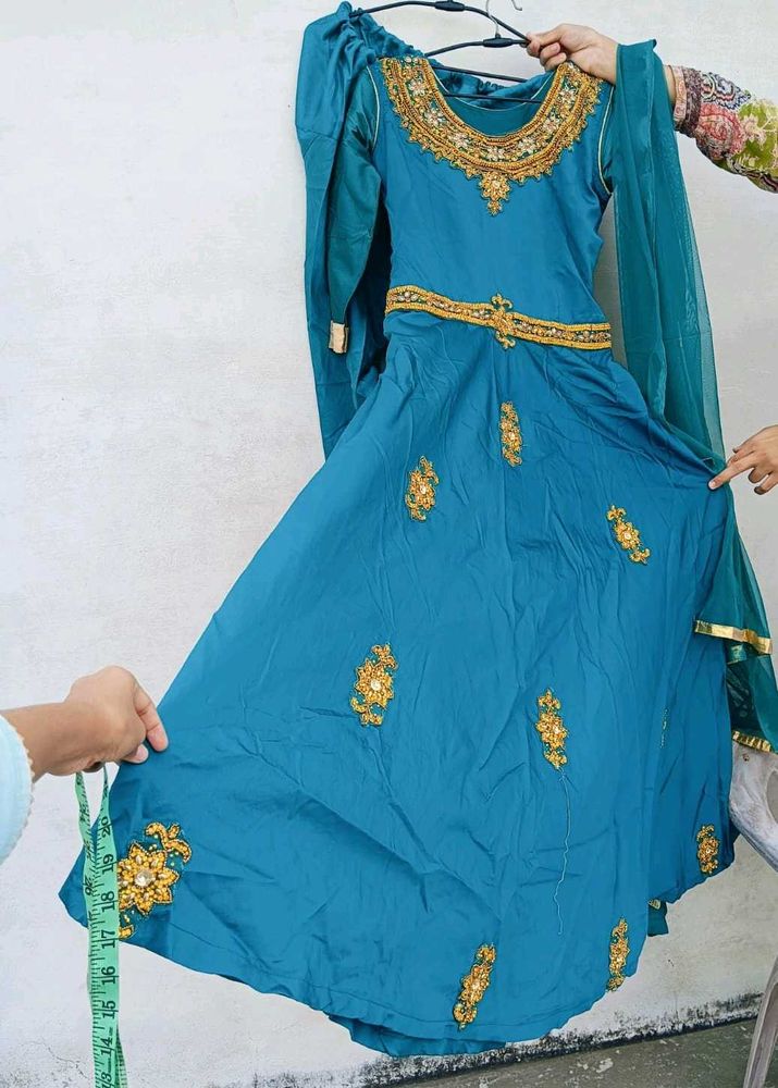 Teal Embroidered Kurta Set