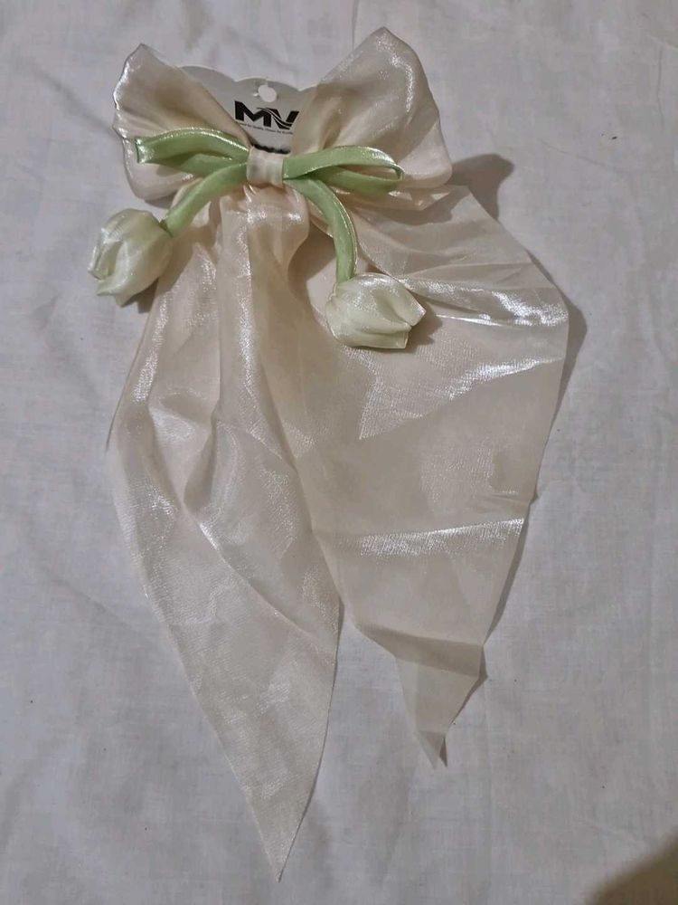 Elegant Hair Bow with Floral Accents