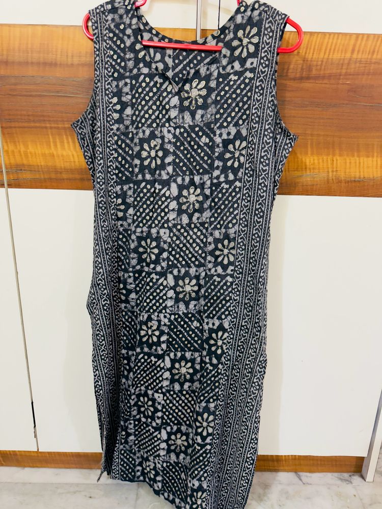 Black &amp; Grey Rayon Kurta