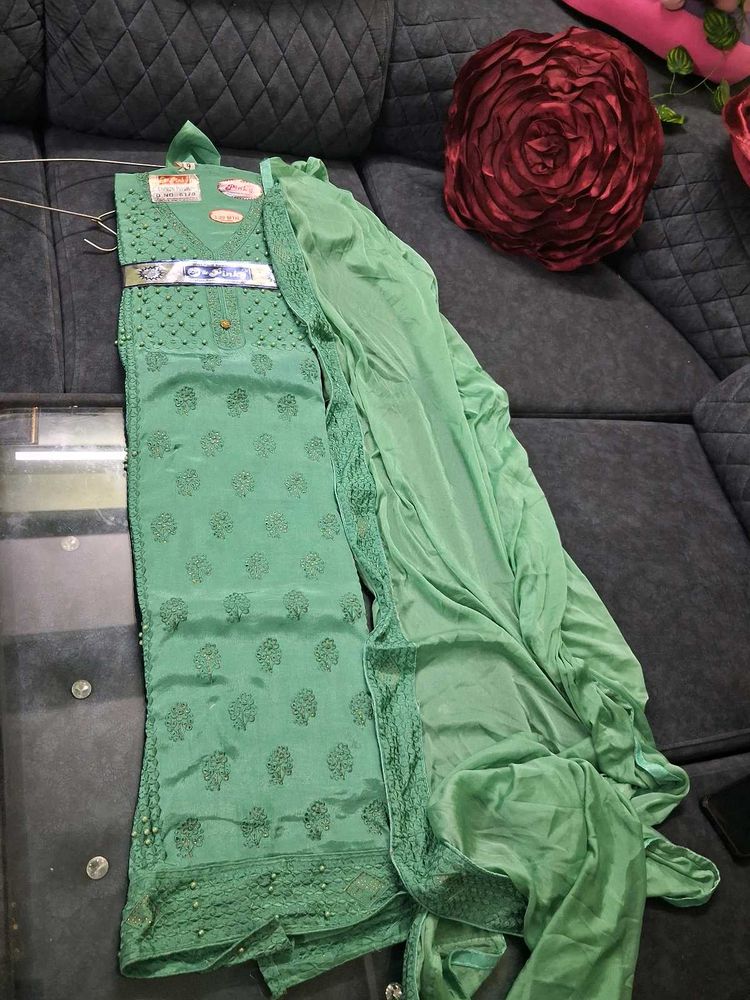 Sea Green Dress Material